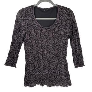 Y2K Nu Influence Lace Top Size M Brown Sheer 3/4 Sleeve Forestcore Whimsigoth